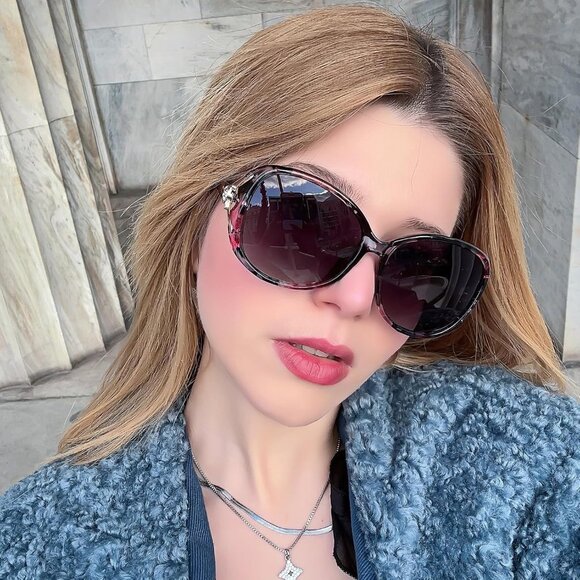 Women Floral Multicolour Grey Lens Trendy Polarized Oversized Big Sunglasses main image 6